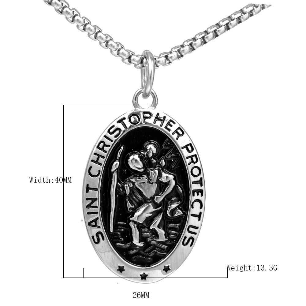 Stainless Steel St Christopher Necklace - MERGE.DAY.1.FREESTYLE
