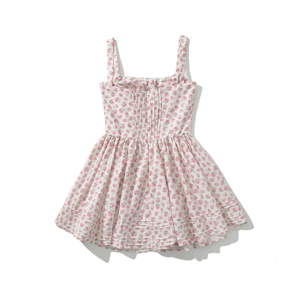 French girl floral suspender dress playful summer dress - MERGE.DAY.1.FREESTYLE