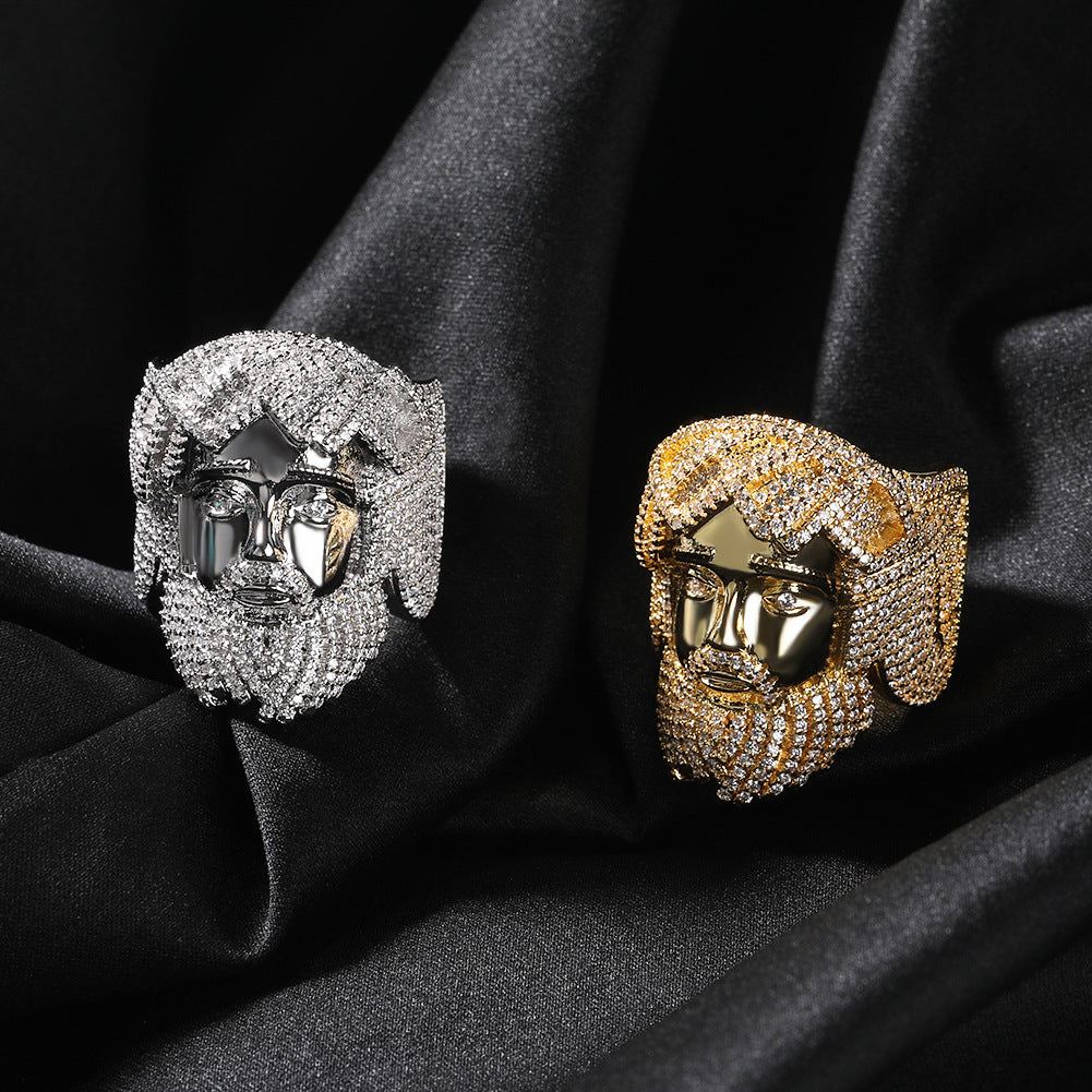 Hip-hop exaggerated portrait inlaid zircon ring - MERGE.DAY.1.FREESTYLE