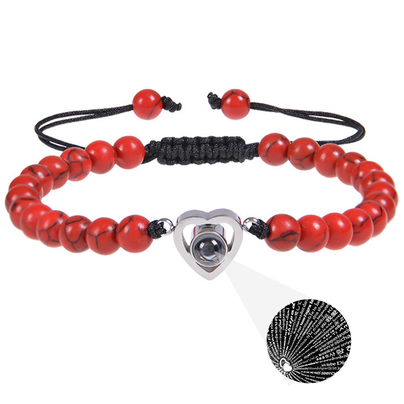 Pink zebra stone beaded heart-shaped projection bracelet - MERGE.DAY.1.FREESTYLE