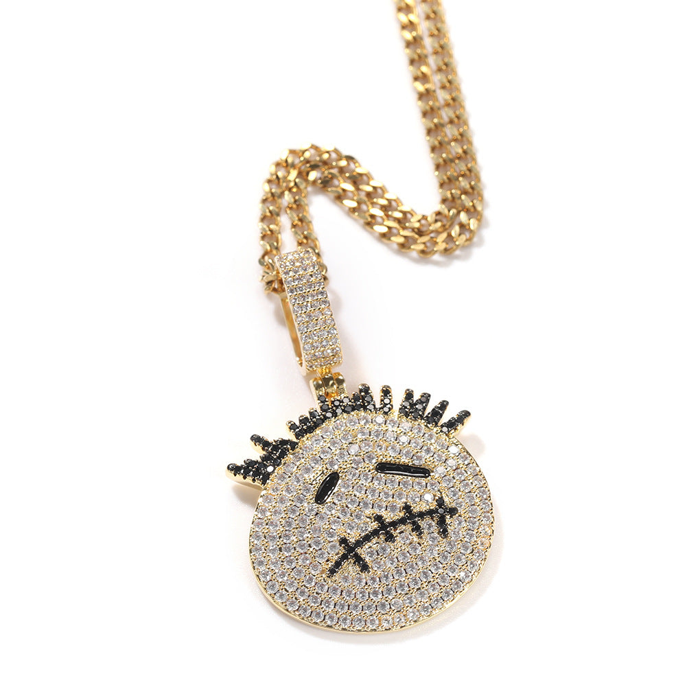 Hip-hop cartoon zircon spiky-head avatar necklace - MERGE.DAY.1.FREESTYLE