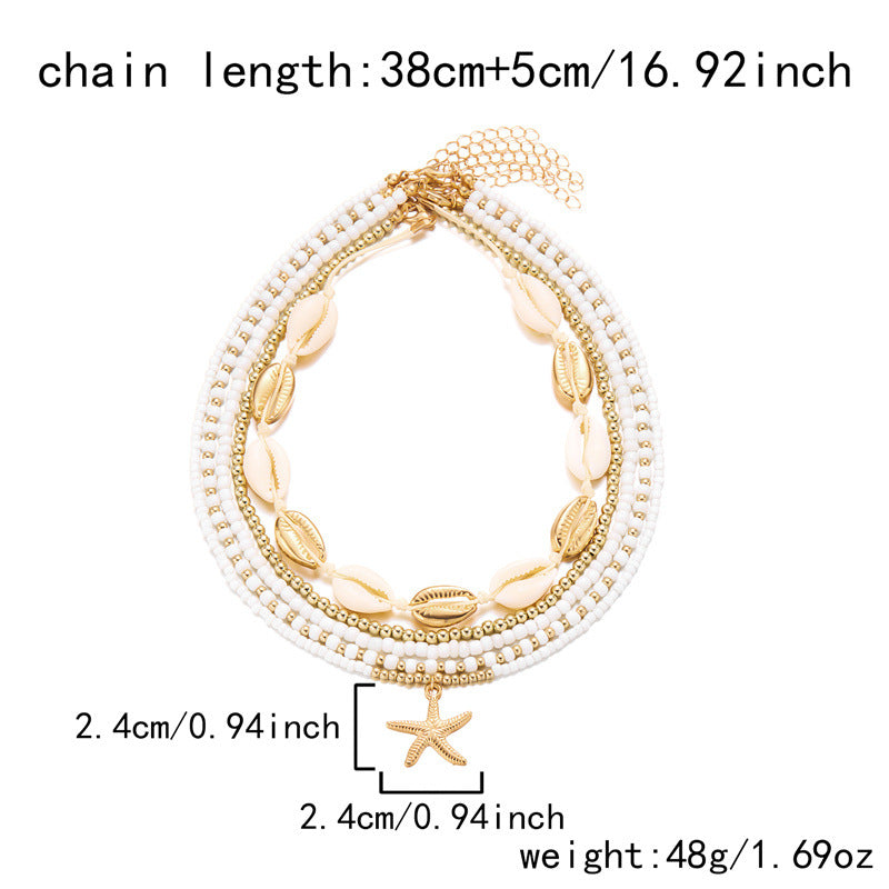 Starfish shell rice bead multi-layer necklace - MERGE.DAY.1.FREESTYLE
