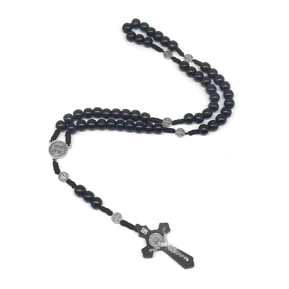 rosary necklace natural wooden beads - MERGE.DAY.1.FREESTYLE
