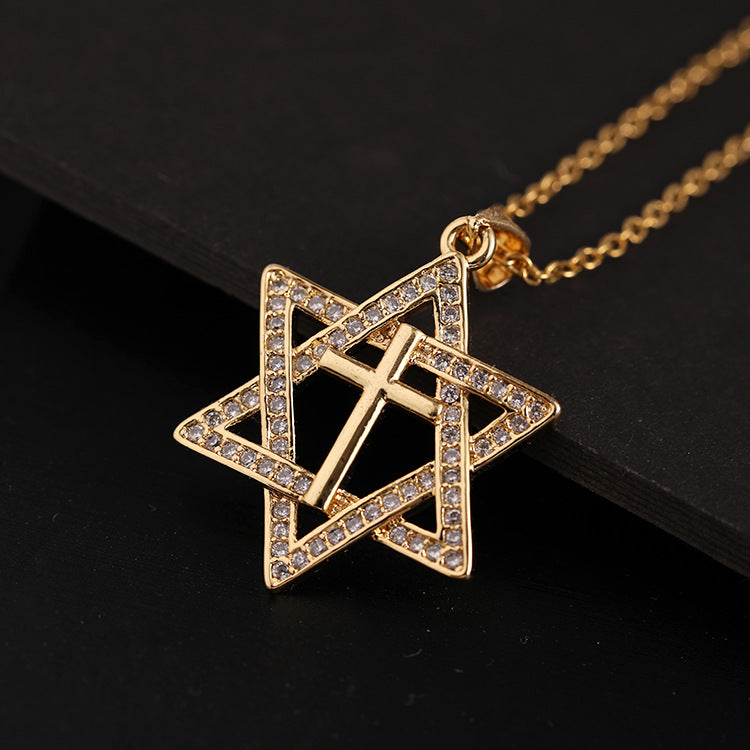 star of david necklace cross diamond necklace - MERGE.DAY.1.FREESTYLE