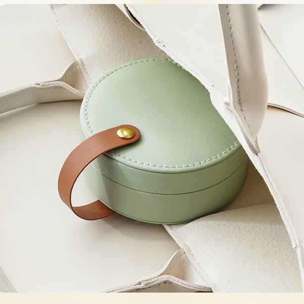 PU leather portable round jewelry box - MERGE.DAY.1.FREESTYLE