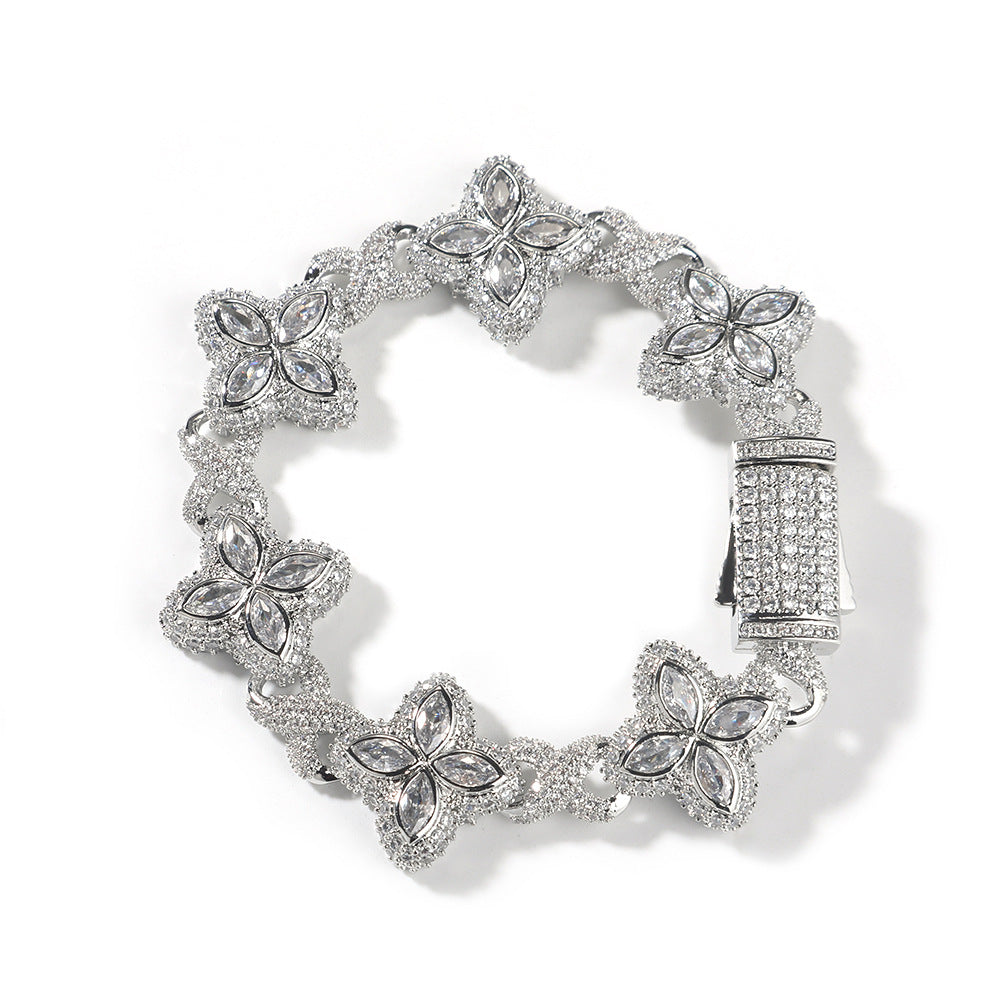 Hip-hop zircon colored infinite four-leaf clover bracelet - MERGE.DAY.1.FREESTYLE