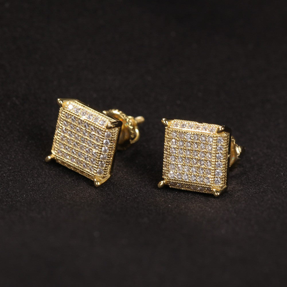 Hip Hop diamond-encrusted 925 silver stud earrings - MERGE.DAY.1.FREESTYLE