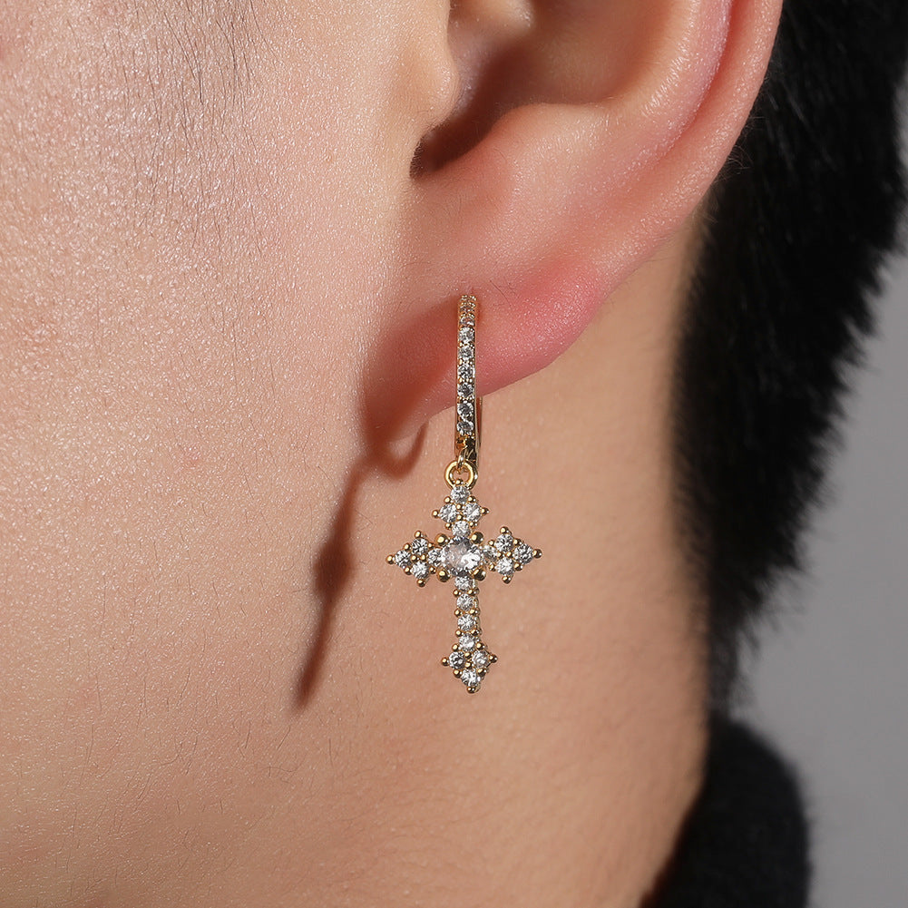 Hip-hop cubic zirconia cross earrings - MERGE.DAY.1.FREESTYLE