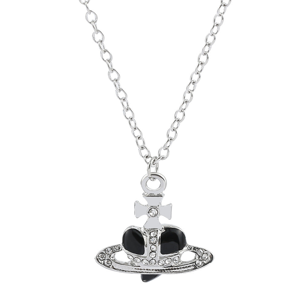 Saturn necklace, teardrop colored diamond earrings, Saturn earrings - MERGE.DAY.1.FREESTYLE