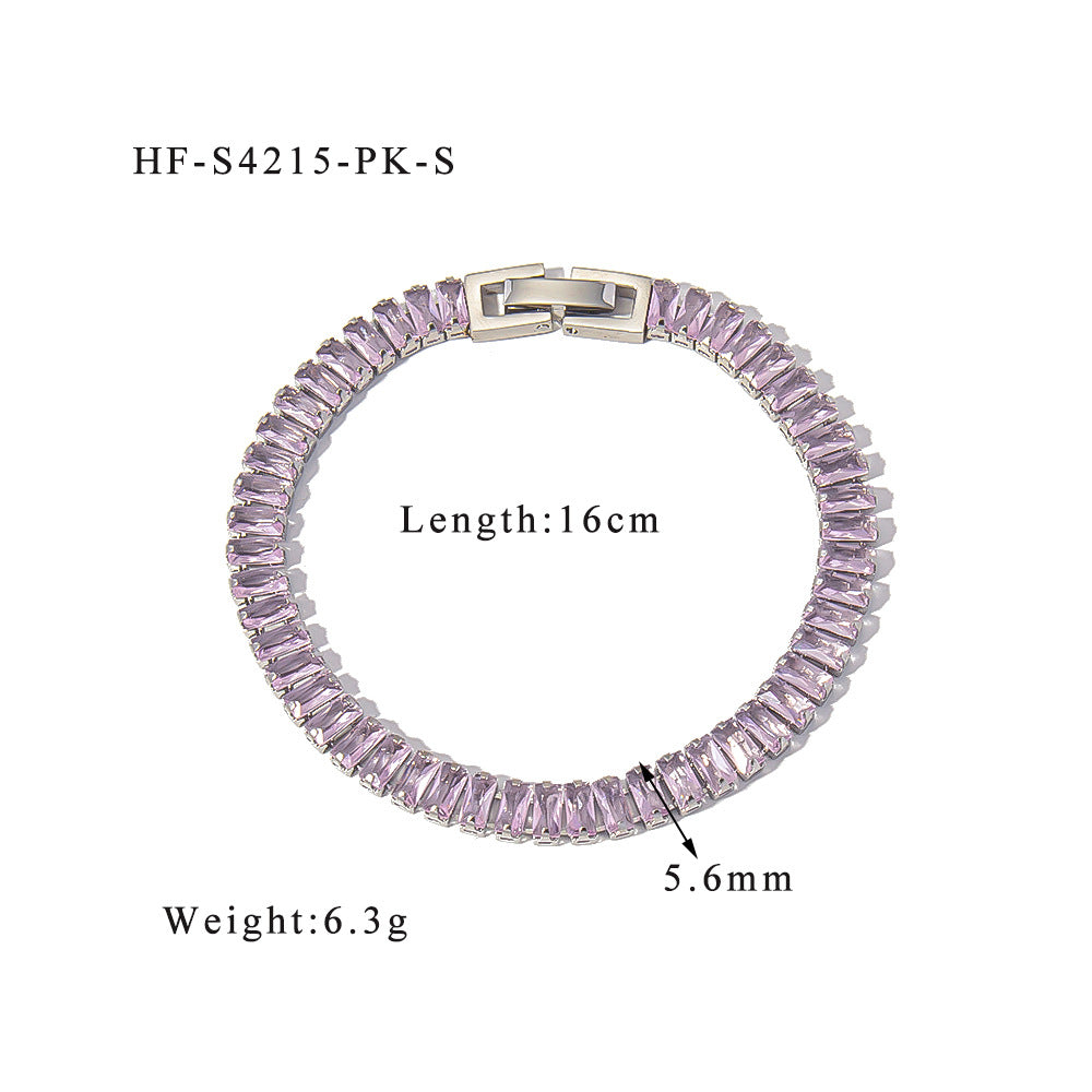Stainless steel color zircon tennis chain - MERGE.DAY.1.FREESTYLE