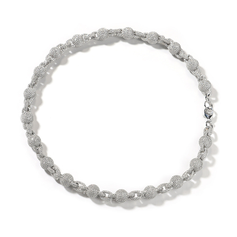 10mm Micropaved 5A Zirconia Ball Chain Necklace - MERGE.DAY.1.FREESTYLE