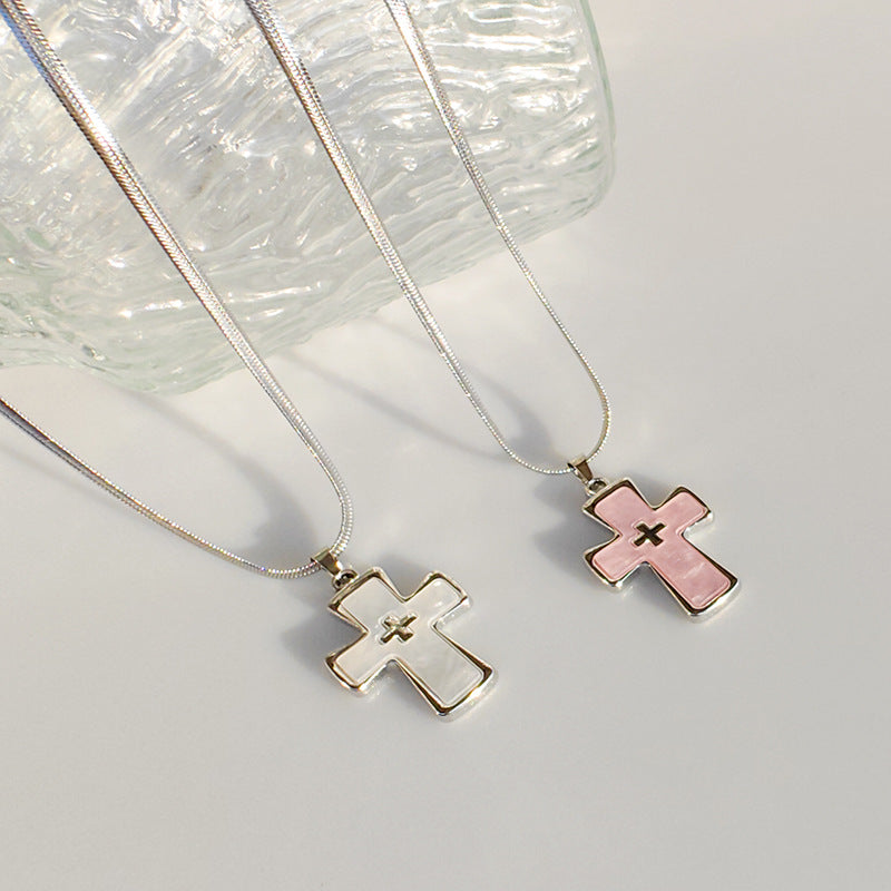 High-grade blade chain double cross pendant necklace - MERGE.DAY.1.FREESTYLE