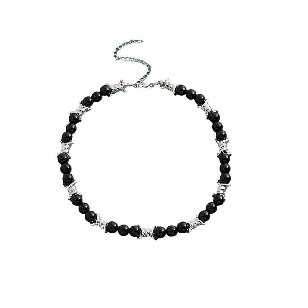 thorn black pearl white pearl necklace - MERGE.DAY.1.FREESTYLE