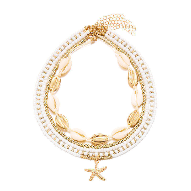 Starfish shell rice bead multi-layer necklace - MERGE.DAY.1.FREESTYLE