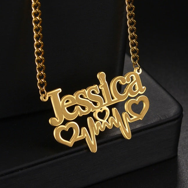 EKG love embellishment customized name necklace - MERGE.DAY.1.FREESTYLE