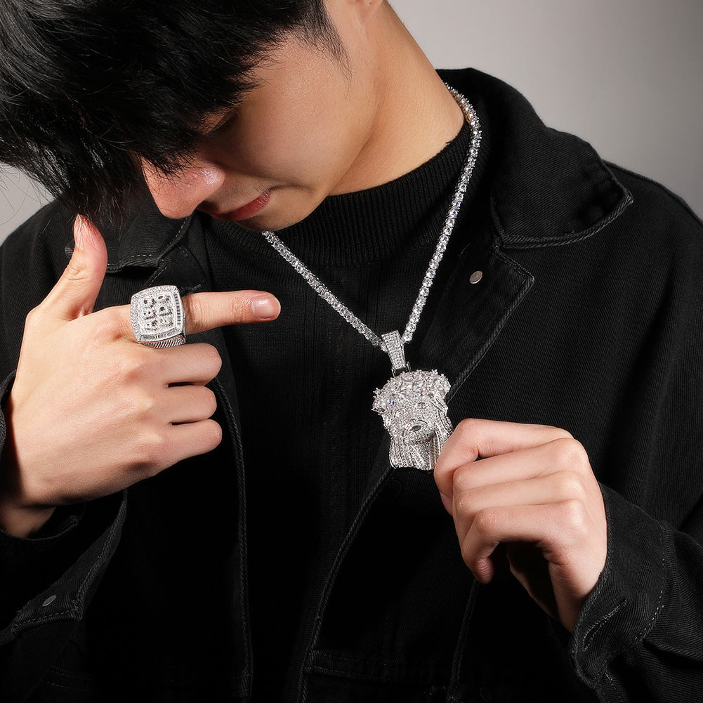 Hip Hop Iced Out CZ Jesus Piece Pendant Necklace - MERGE.DAY.1.FREESTYLE