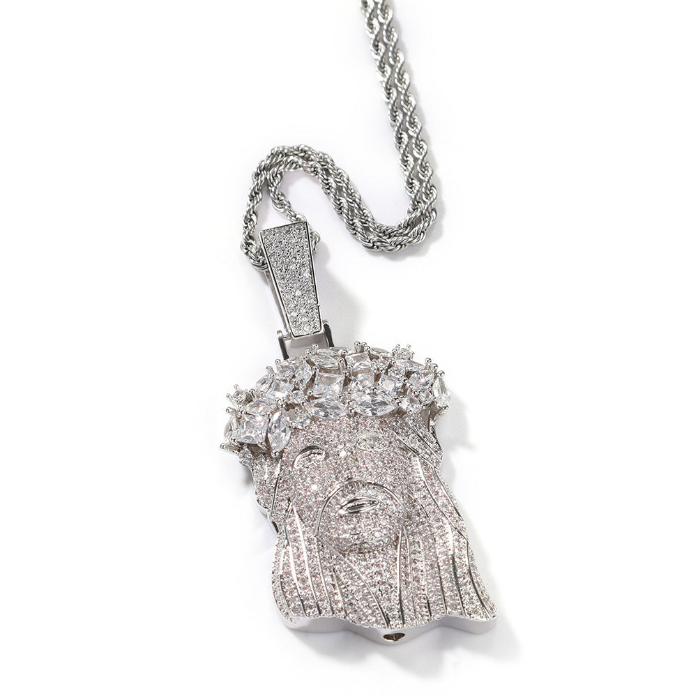 Hip Hop Iced Out CZ Jesus Piece Pendant Necklace - MERGE.DAY.1.FREESTYLE