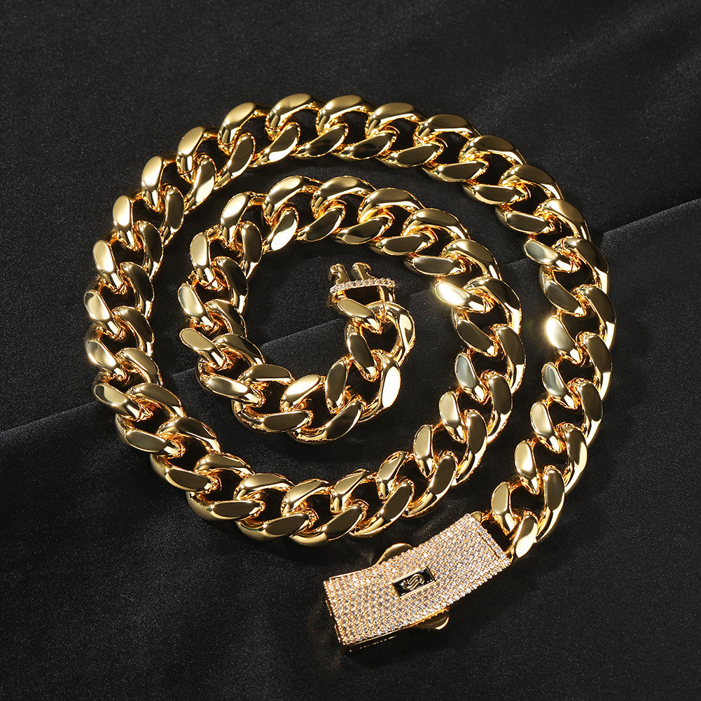 Hip-hop diamond-encrusted clasp smooth Cuban chain - MERGE.DAY.1.FREESTYLE
