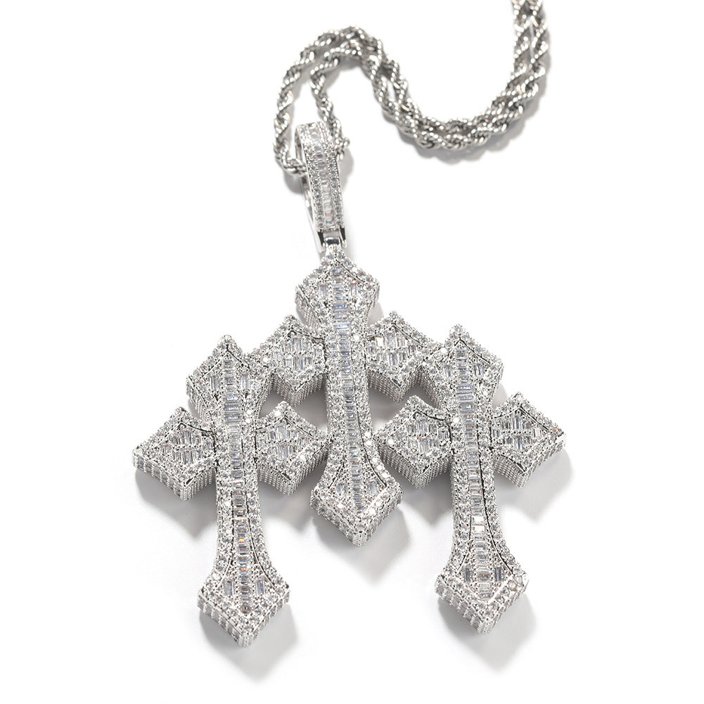 Retro Cross Square Zircon Inlay Necklace - MERGE.DAY.1.FREESTYLE
