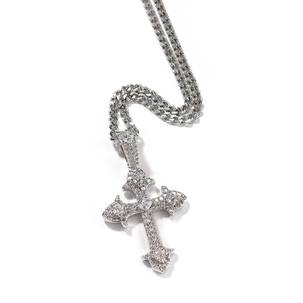 Hip-Hop Diamond-Encrusted Zircon Cross Necklace - MERGE.DAY.1.FREESTYLE