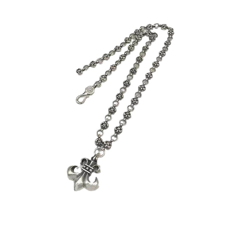 Retro personalized anchor scout flower pendant cross chain necklace - MERGE.DAY.1.FREESTYLE