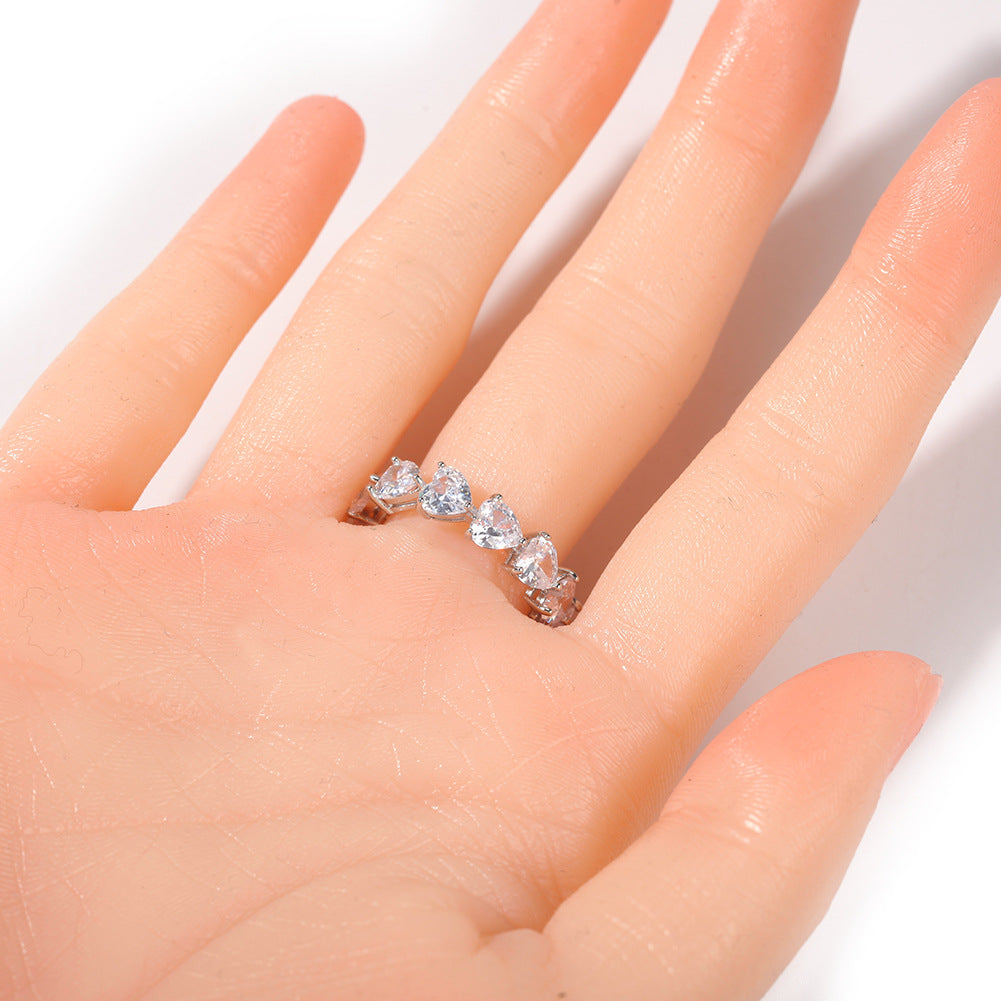 Hip-hop single-row heart-shaped zircon rings - MERGE.DAY.1.FREESTYLE