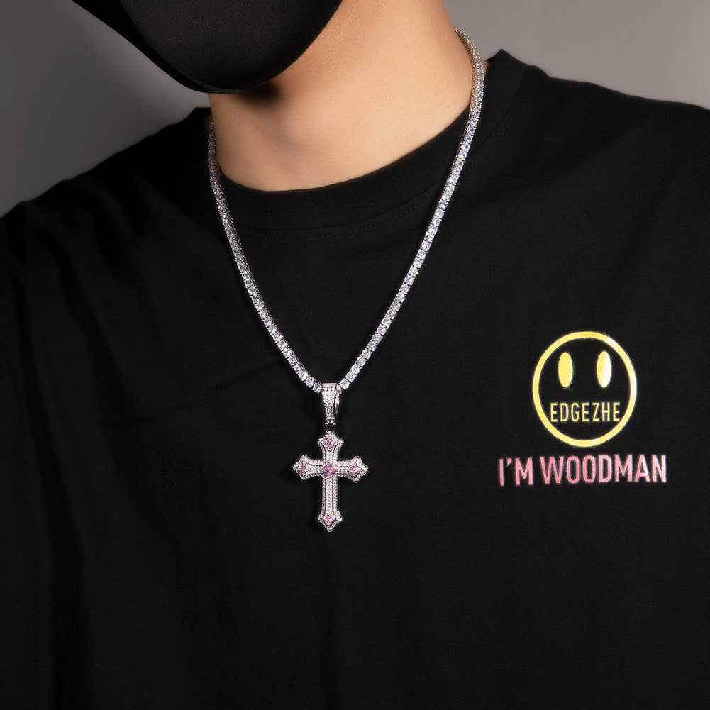Hip-hop cross-shaped diamond Cubic Zirconia necklace - MERGE.DAY.1.FREESTYLE