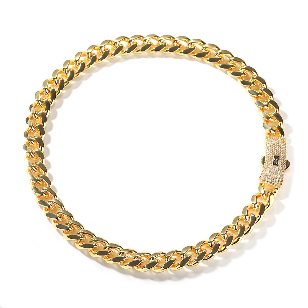 Hip-hop diamond-encrusted clasp smooth Cuban chain - MERGE.DAY.1.FREESTYLE