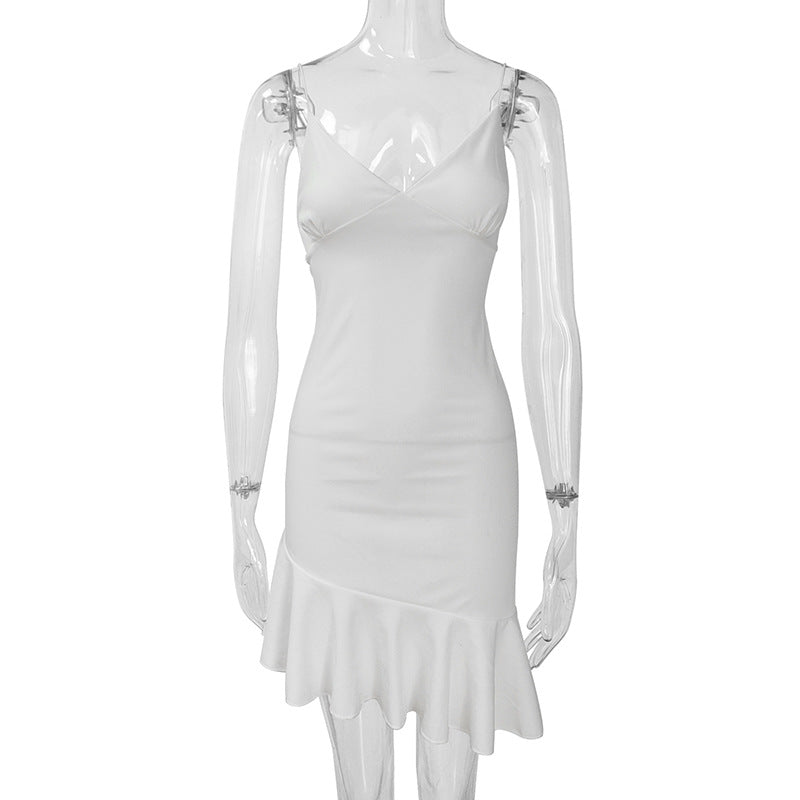 Summer Sexy Bodycon Dress for Women V Neck Elegant Ruffles - MERGE.DAY.1.FREESTYLE