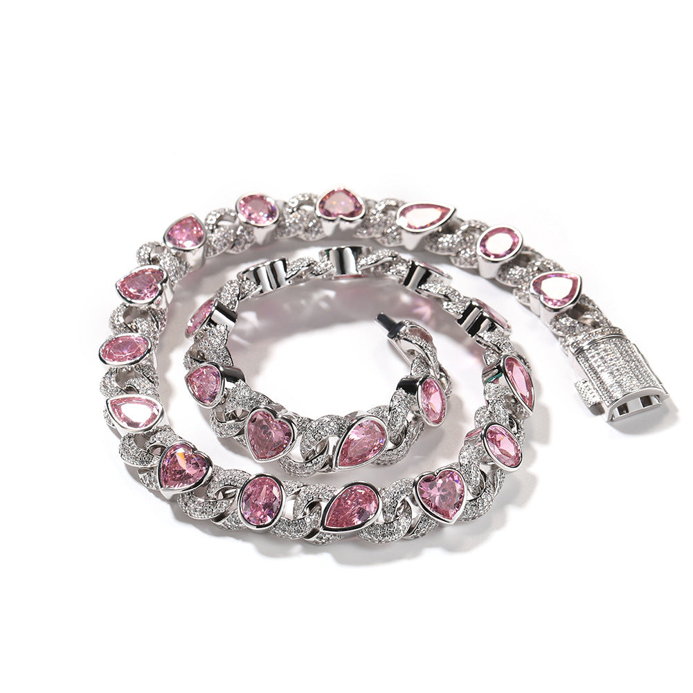 Pink Love Infinity Chain Diamond Necklace - MERGE.DAY.1.FREESTYLE