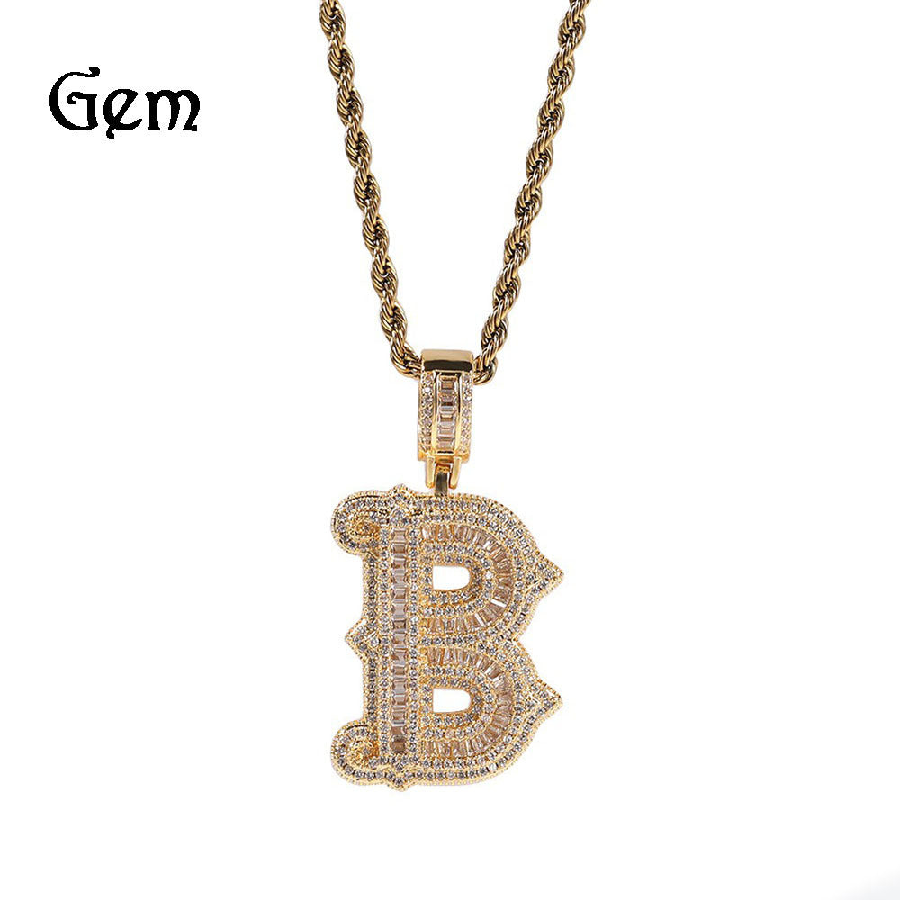 Hip-hop fully diamond-encrusted spiky rock sugar letter necklace - MERGE.DAY.1.FREESTYLE