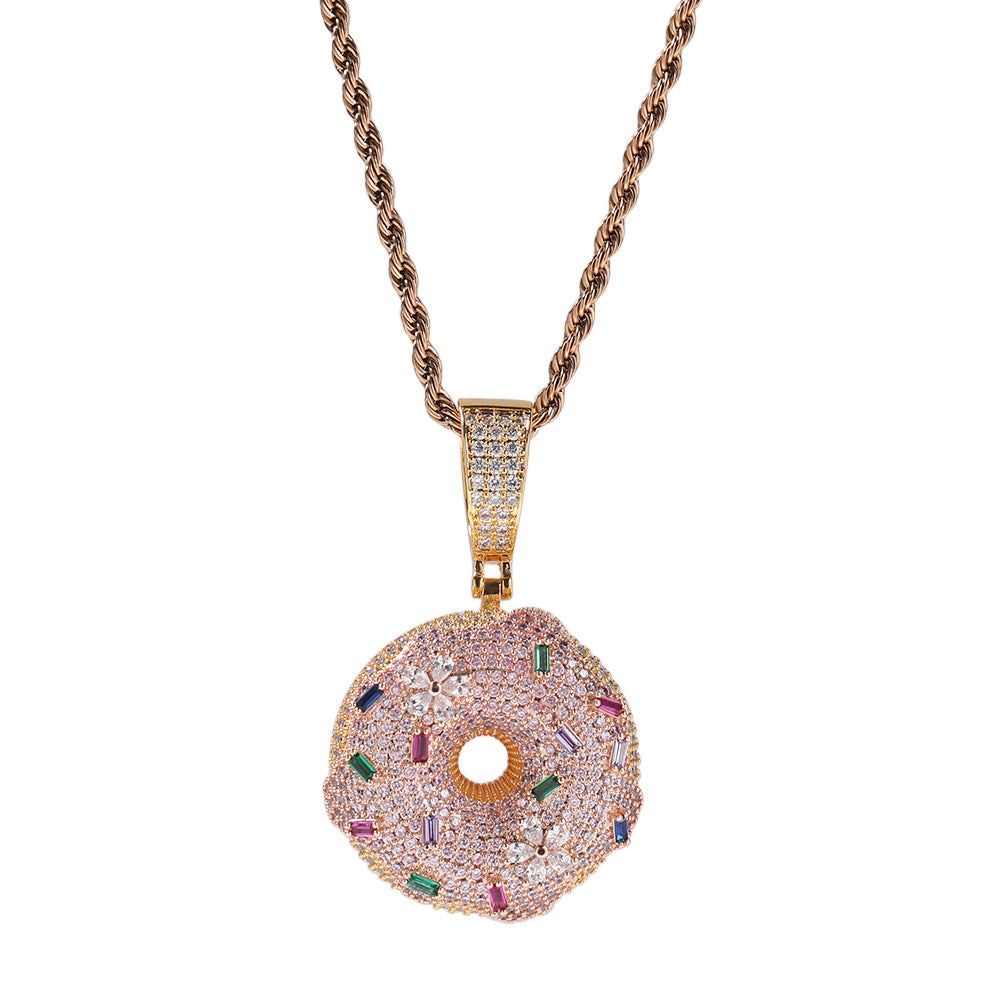 Hip Hop Colorful Zircon Donut Full Diamond Pendant - MERGE.DAY.1.FREESTYLE