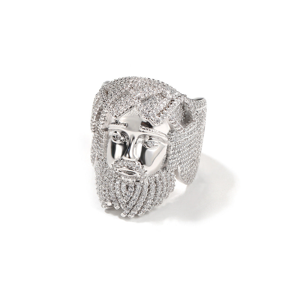 Hip-hop exaggerated portrait inlaid zircon ring - MERGE.DAY.1.FREESTYLE