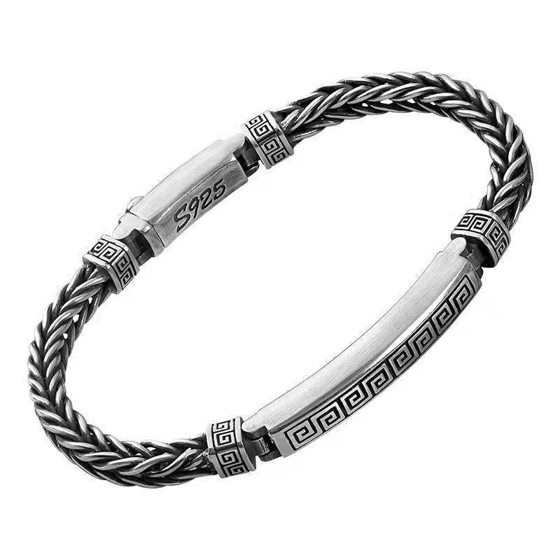 Square Spiral Pattern Silver Personalized bracelet - MERGE.DAY.1.FREESTYLE
