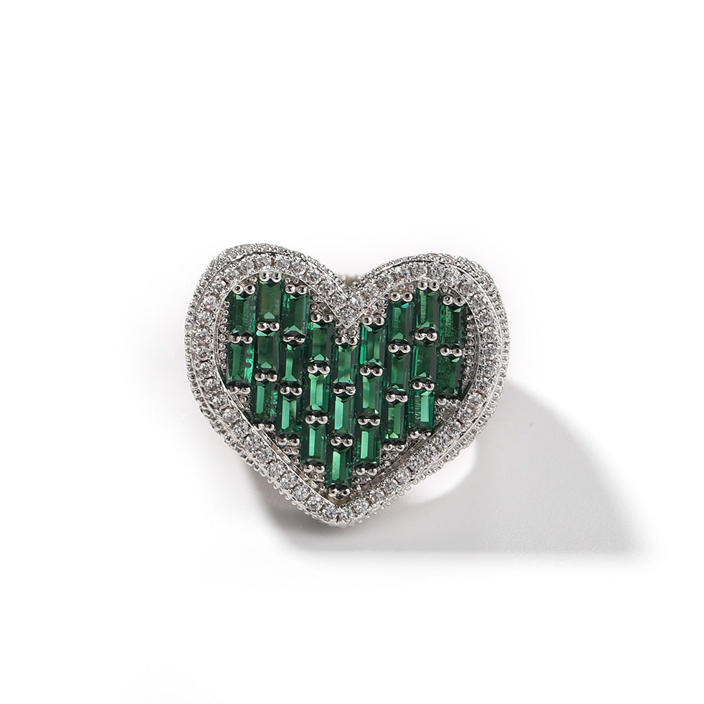 Hip-hop T-square heart-shaped zircon ring - MERGE.DAY.1.FREESTYLE