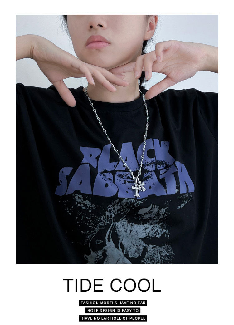 Double Cross Diamond Necklace Hip Hop Pendant - MERGE.DAY.1.FREESTYLE