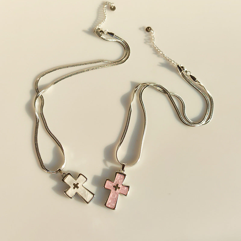 High-grade blade chain double cross pendant necklace - MERGE.DAY.1.FREESTYLE
