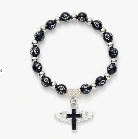 rosary bracelet acrylic cross angel hand jewelry - MERGE.DAY.1.FREESTYLE