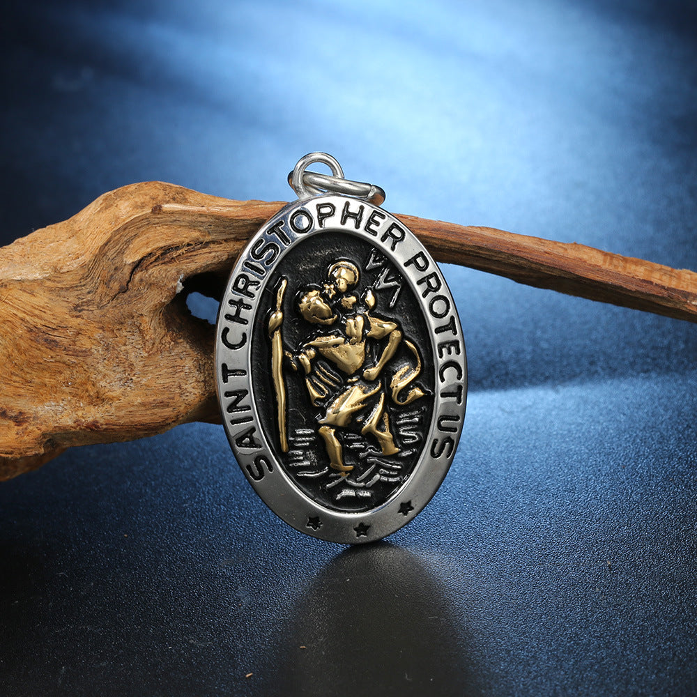 Stainless Steel St Christopher Necklace - MERGE.DAY.1.FREESTYLE