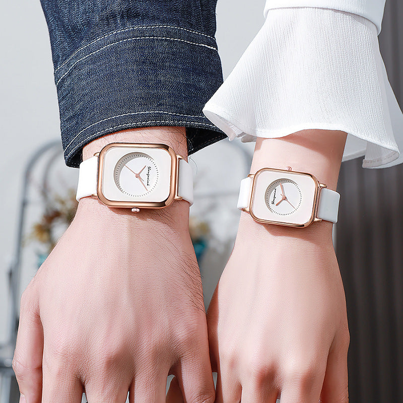 Casual square-shaped, elegant quartz silicone strap student watches. - MERGE.DAY.1.FREESTYLE
