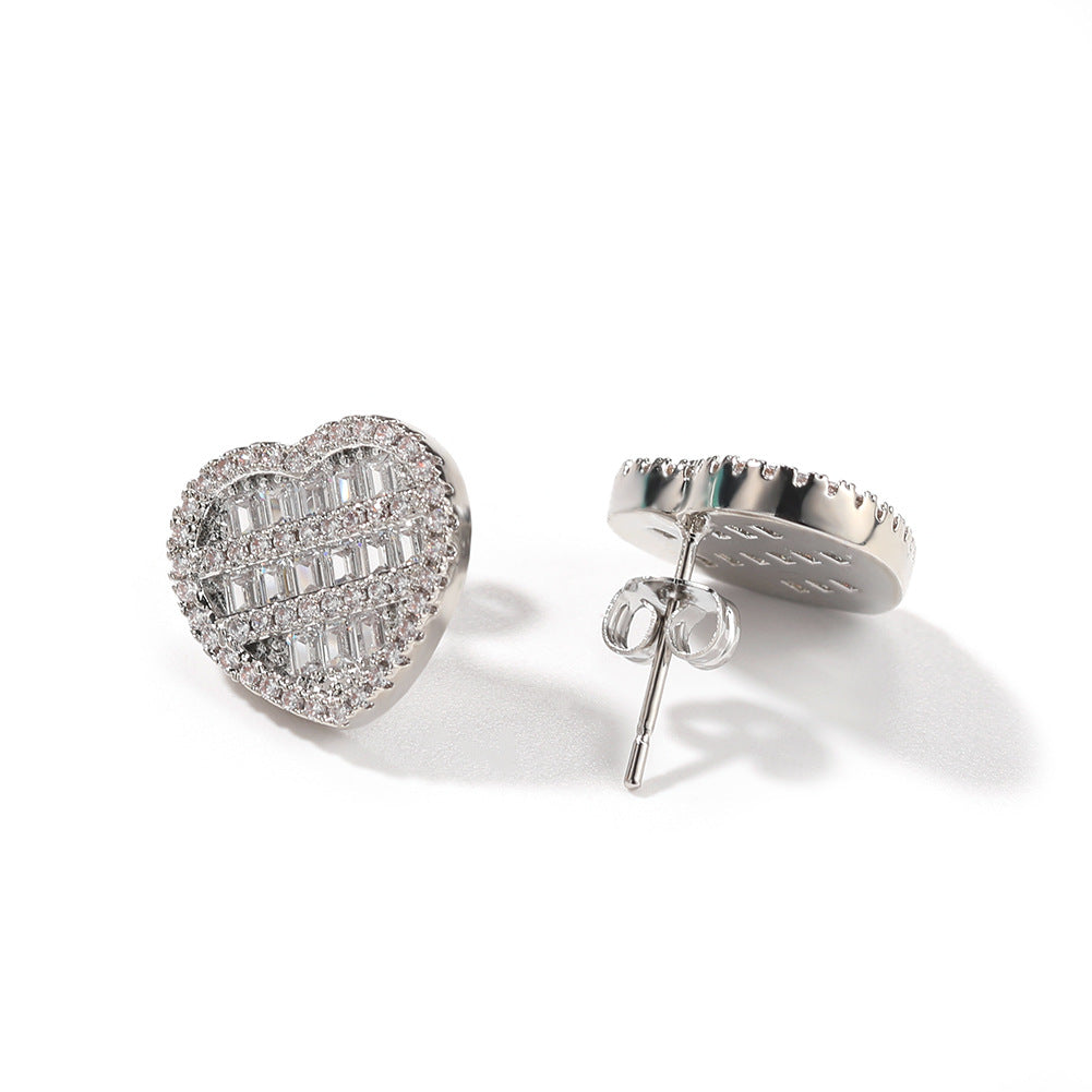 Hip-hop inlaid zircon heart-shaped earrings - MERGE.DAY.1.FREESTYLE