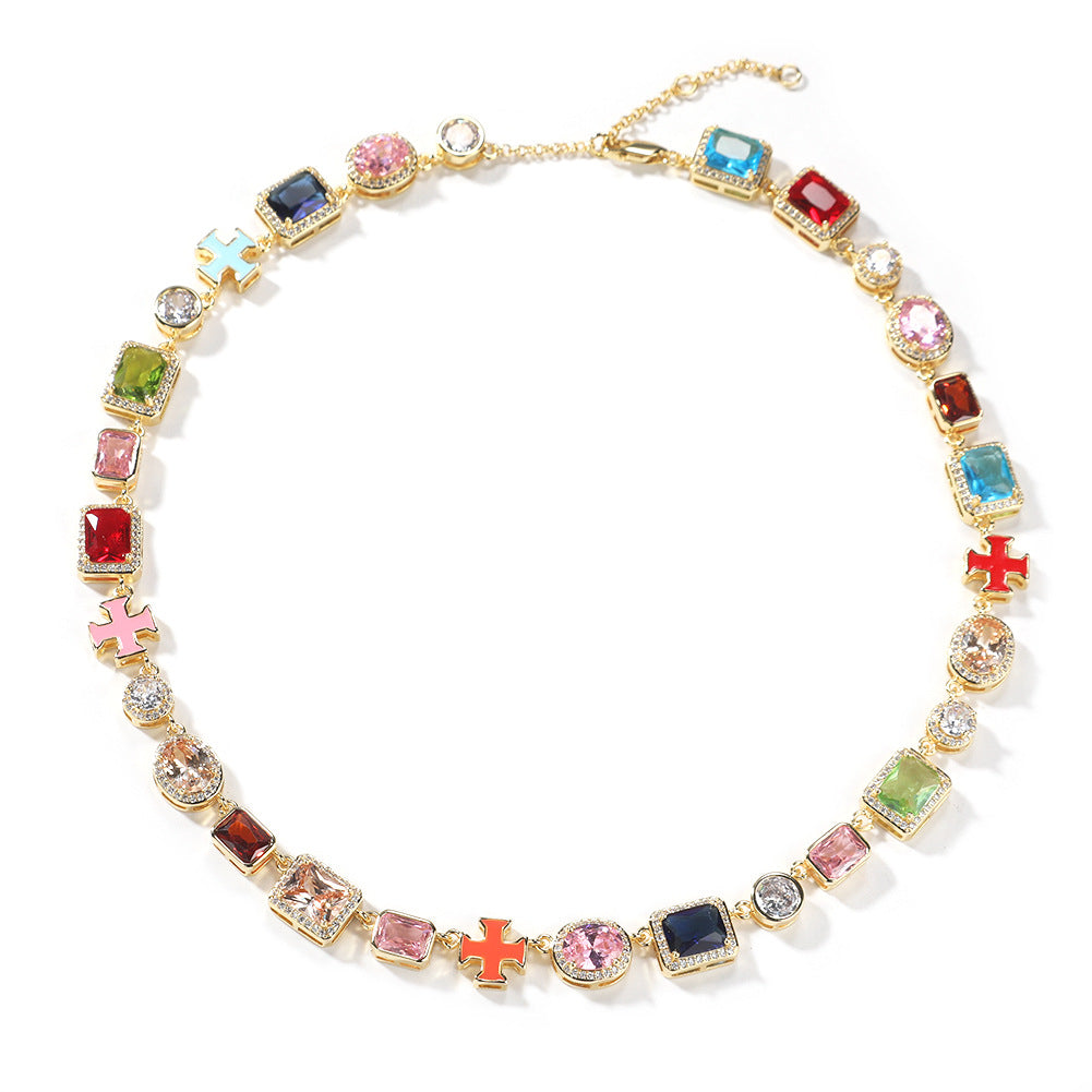 Exquisite diamond-encrusted colored gemstone bracelet and necklace - MERGE.DAY.1.FREESTYLE