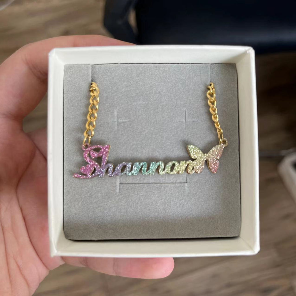 Custom Color Sticker Name Necklace Pendant - MERGE.DAY.1.FREESTYLE