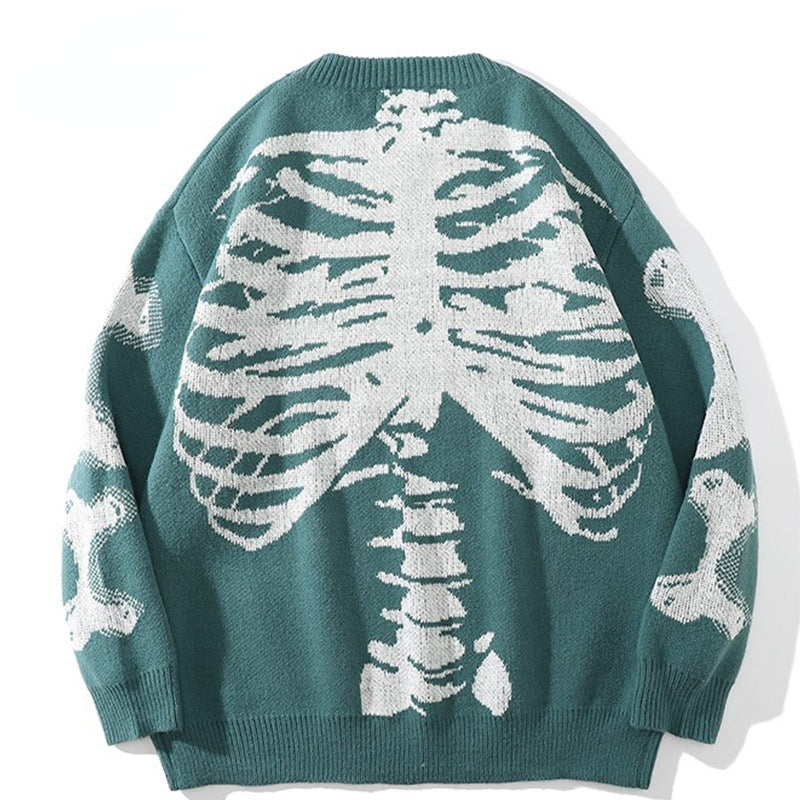 Skull round neck long sleeve sweater - MERGE.DAY.1.FREESTYLE
