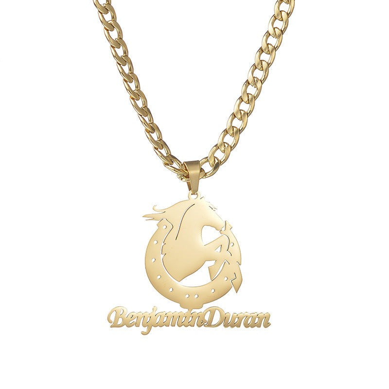 Custom Horse Name Necklace Stainless Steel Personalized Jewelry - MERGE.DAY.1.FREESTYLE