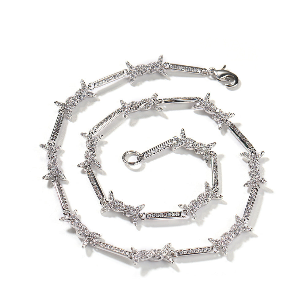 Hiphop zircon-encrusted barbed wire necklace - MERGE.DAY.1.FREESTYLE