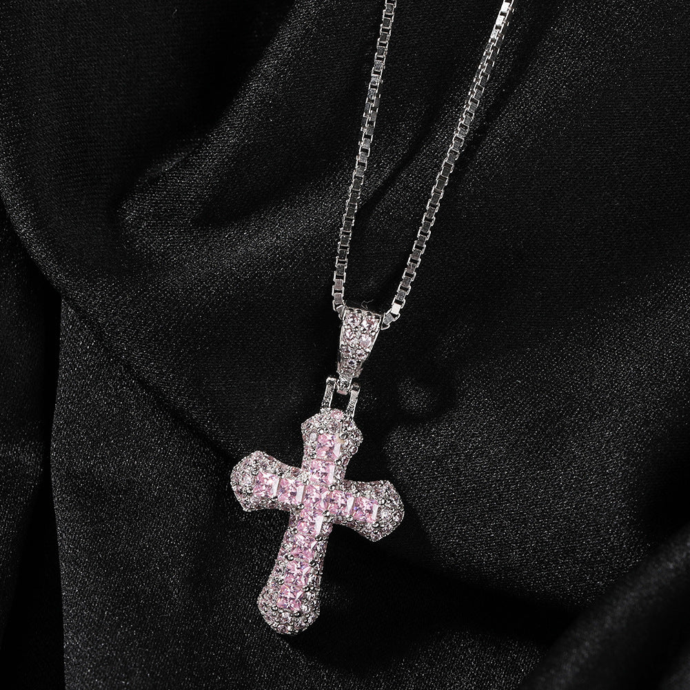 Gold-plated, diamond-encrusted mini cross necklace - MERGE.DAY.1.FREESTYLE