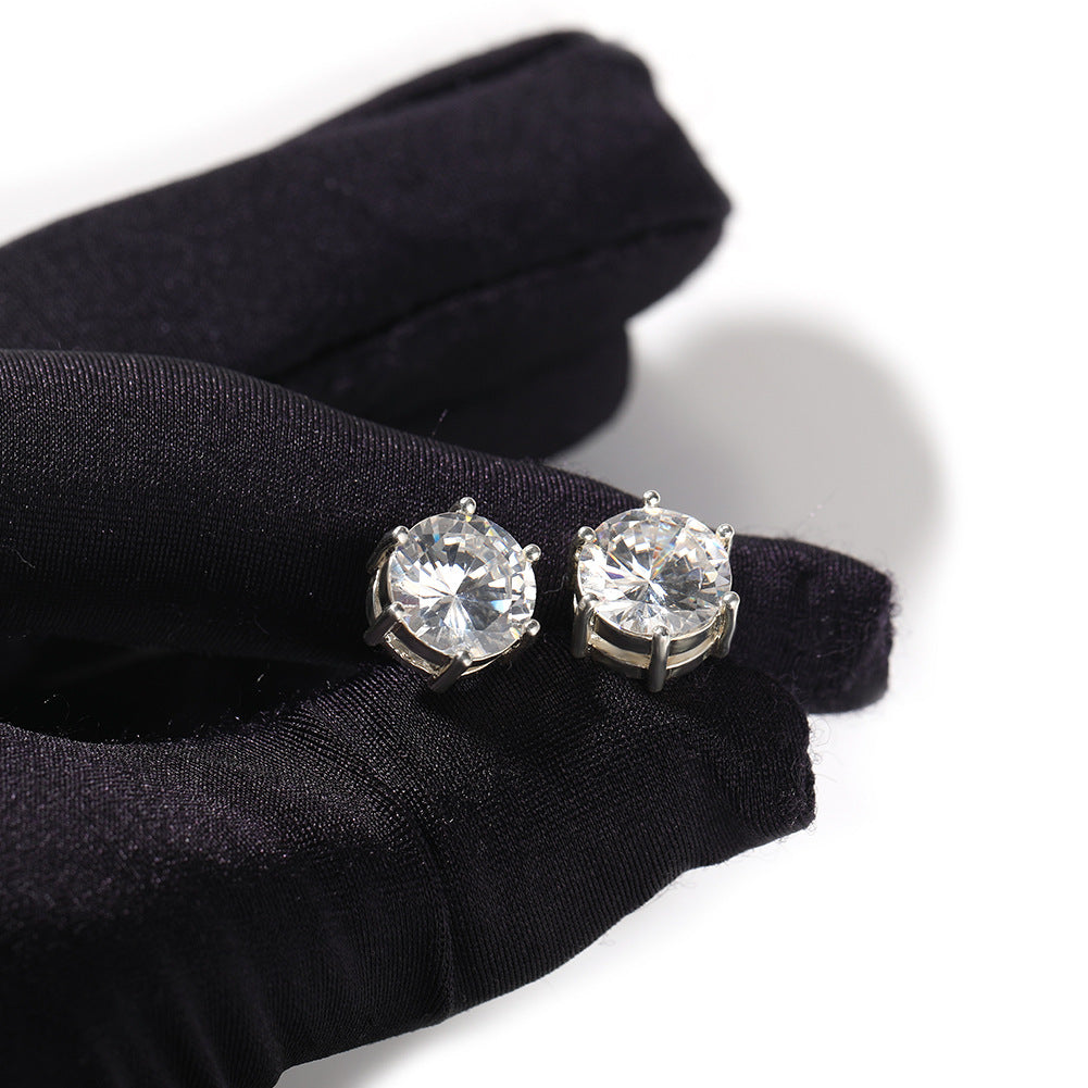 Hip-hop 925 silver moissanite six-prong earrings - MERGE.DAY.1.FREESTYLE
