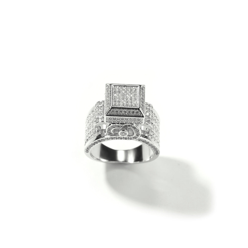 Hip-hop square diamond-encrusted couple ring - MERGE.DAY.1.FREESTYLE