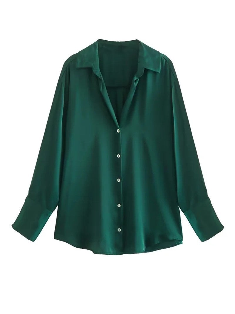 Striped satin long-sleeved shirt - MERGE.DAY.1.FREESTYLE